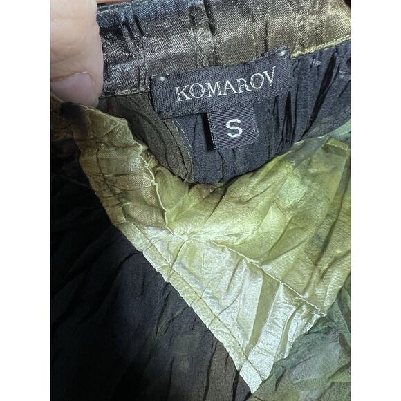 Komarov Top Blouse Women Small Abstract Print Crinkle Artsy Shirt Kimono Sleeves - Picture 2 of 4